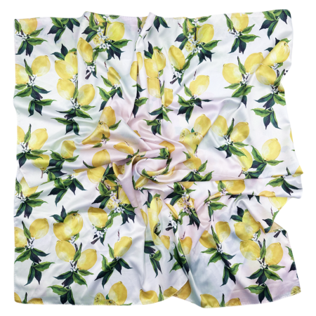 Esarfe Patrate - Esarfa dama cu flori si lamai LIMONE CAPRI - Fina si Eleganta| Pravalia Cu Surprize