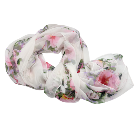 Esarfe Matase & Voal & Satin - Esarfa Dama, alba cu Aspect Matasos