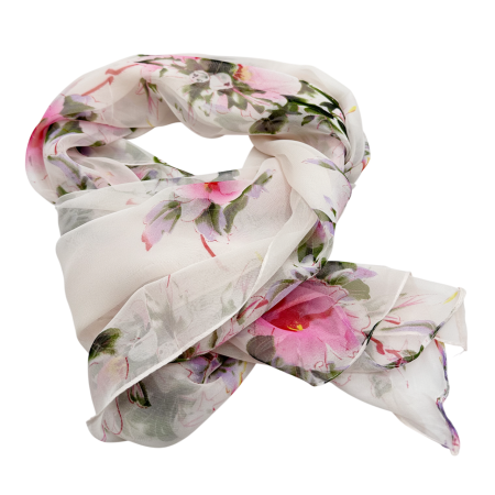 Esarfa Dama roz din voal - Model Floral primavara-vara [1]