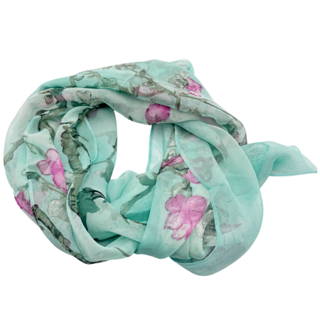 Eșarfă Damă Florală Verde Mentă – Aspect Mătăsos [1]