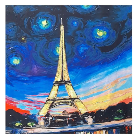 Esarfe Patrate - Esarfa dama LOULOU, Cu Tour Eiffel si picturi celebre