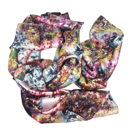 Esarfe Matase & Voal & Satin - Esarfa dama MARTHA cu flori pictate