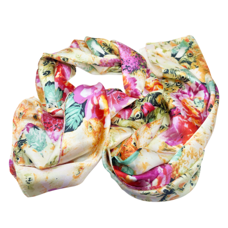 Esarfe Matase & Voal & Satin - Esarfa dama MATHILDE cu flori pictate