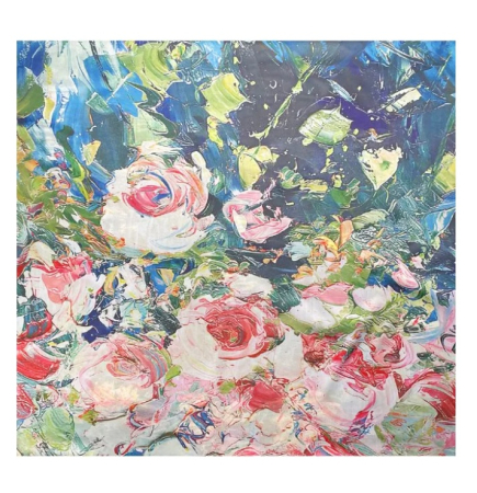 Esarfe Patrate - Esarfa dama MICHELLE, cu bujori si trandafiri