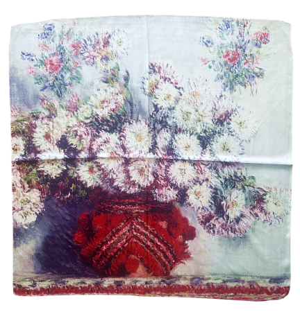 Esarfe Imprimate - Esarfa dama NATALIE cu crizanteme picturi celebre