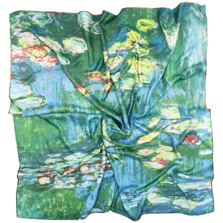 Esarfe Matase & Voal & Satin - Esarfa dama ODETTE cu peisaj si motive florale