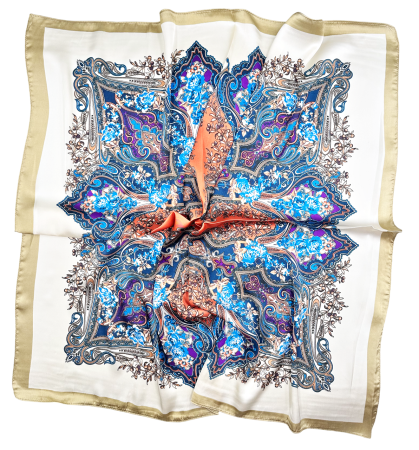 Esarfe Patrate - Esarfa dama PAISLEY, Crem, 70x70 cm