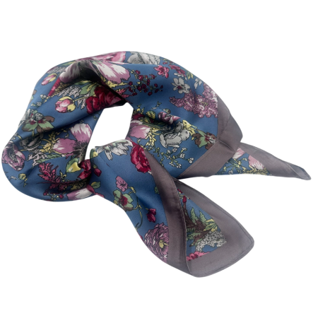 Esarfa dama PEONY - albastru cu trandafiri si bujori [1]