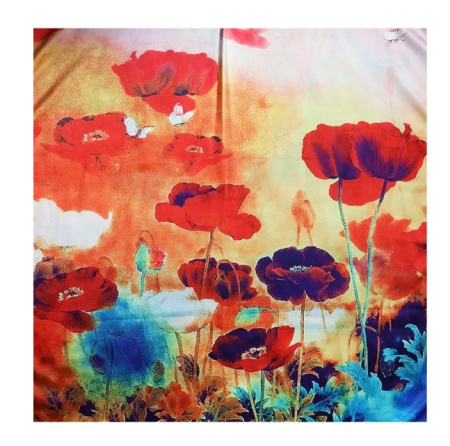 Esarfe Patrate - Esarfa cu maci PHOEBE, Cu 2 fete, 70x70cm