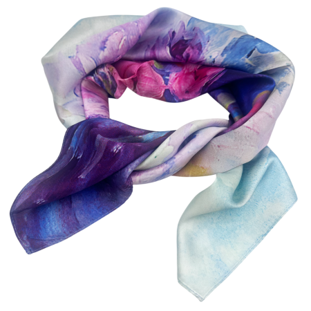 Esarfa dama ROSE cu Flori Pictate, 70x70cm [2]