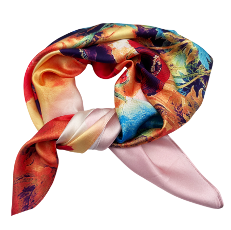 Esarfa dama SALLY cu maci rosii, 70x70cm [1]