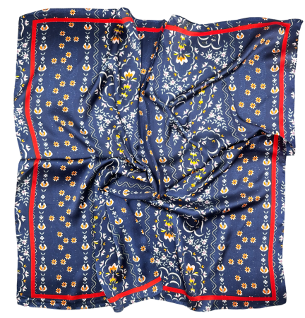 Esarfe Patrate - Esarfa dama TULIPE cu flori Bleumarin