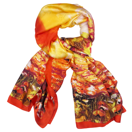 Esarfa dama VALENCIA din matase, Cu pictura, Portocaliu [1]