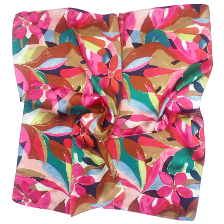 Esarfe Patrate - Esarfa dama VALERIE cu flori fucsia