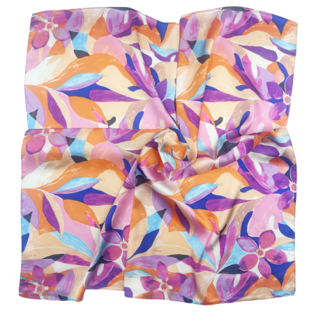 Esarfe Patrate - Esarfa dama VALERIE cu flori mov - patrata