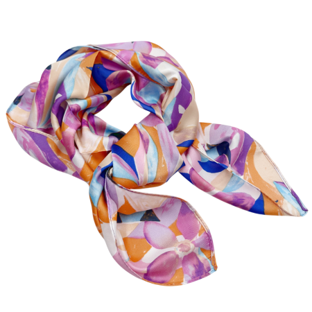 Esarfa dama VALERIE cu flori mov - patrata [1]