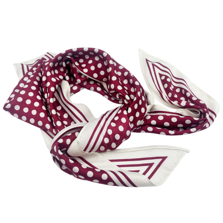 MODA & ACCESORII - Esarfa dama LIZETH triunghi grena cu buline albe - Fina si Eleganta