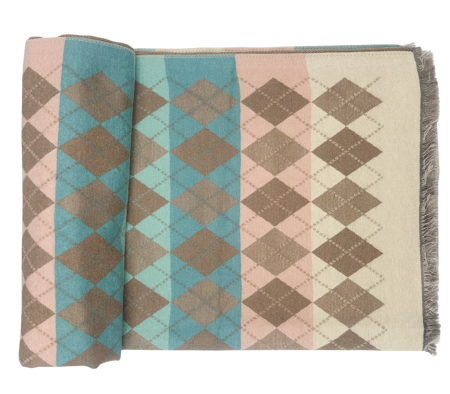 Esarfe Casmir & Vascoza & Manusi - Esarfa tip Poncho in carouri ALBERTINA, Bej taupe, 65x185cm