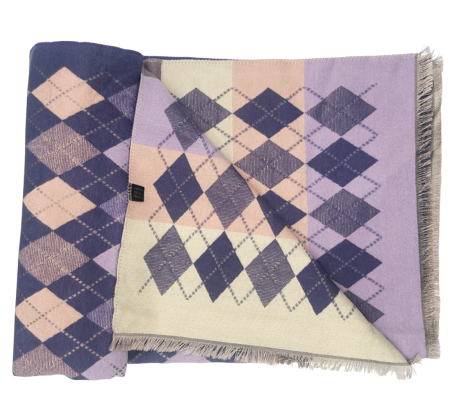 Esarfa tip Poncho in carouri ALBERTINA, Mov, 65x185cm [2]