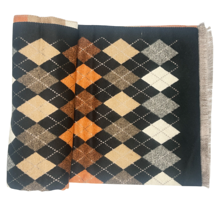 Esarfe Casmir & Vascoza & Manusi - Esarfa tip Poncho in carouri ALBERTINA, Negru, 65x185cm