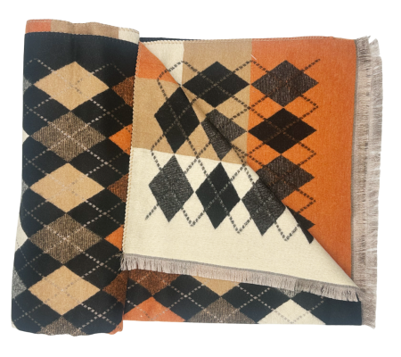Esarfa tip Poncho in carouri ALBERTINA, Negru, 65x185cm [2]
