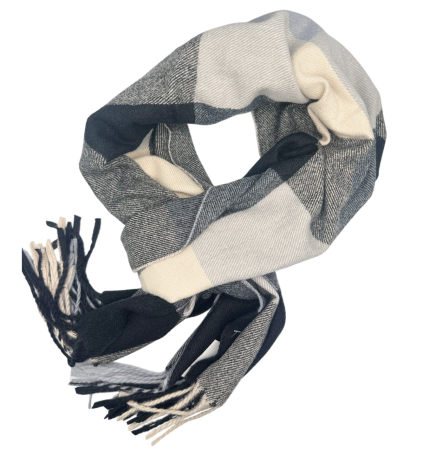 Esarfa in carouri Cashmere TERRY - Fular negru/ crem, 36x180 cm [2]