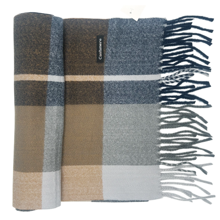 Esarfe & Fulare Barbatesti - Esarfa ingusta Cashmere TERRY, Maro Bleumarin, 36x180cm