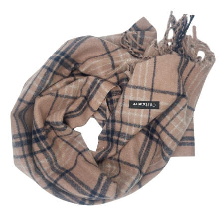 Esarfa ingusta Cashmere TERRY, Roz cenusiu/ Bleumarin, 36x180cm [1]