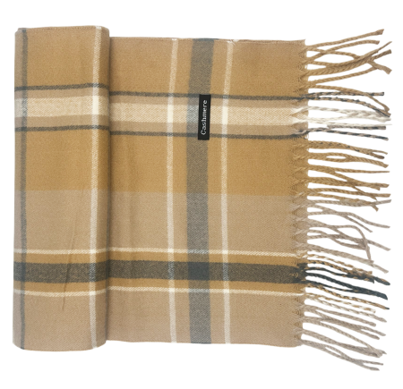 Esarfe & Fulare Barbatesti - Esarfa ingusta Cashmere TERRY, Maro deschis, 36x180cm