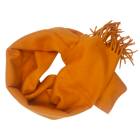 Esarfe & Fulare Barbatesti - Esarfa ingusta cu franjuri Cashmere ROYAL, Portocaliu, 35x180cm