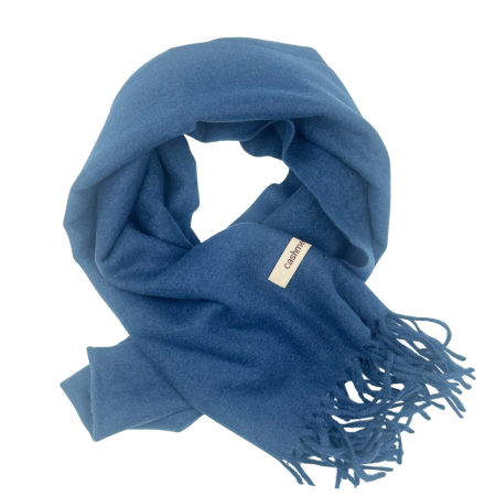Esarfe & Fulare Barbatesti - Esarfa ingusta cu franjuri Cashmere ROYAL, Albastru inchis