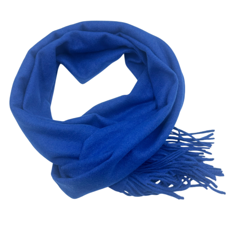 Fulare & Esarfe Casmir & Manusi Barbati - Esarfa casmir albastra cu franjuri ROYAL 35x180cm