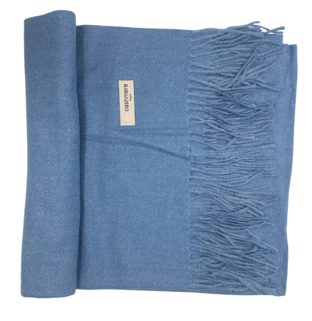Esarfa cu franjuri Cashmere LUXE, Albastru, 68x180cm [1]