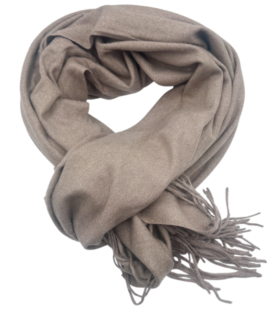 Manusi Si Esarfe Casmir & Vascoza - Esarfa cu franjuri Cashmere LUXE, Bej taupe, 68x180cm