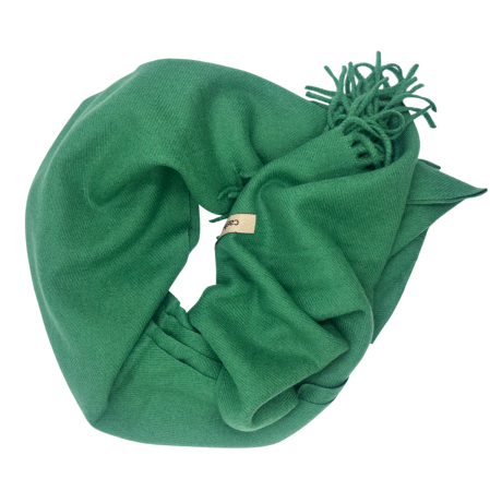 Esarfe & Fulare Barbatesti - Esarfa ingusta cu franjuri Cashmere ROYAL, Verde, 35x180cm
