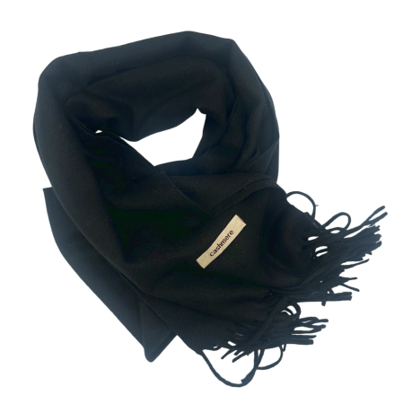 Esarfe & Fulare Barbatesti - Esarfa ingusta cu franjuri Cashmere ROYAL, Negru, 35x180cm