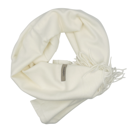 Esarfe & Fulare Barbatesti - Esarfa ingusta cu franjuri Cashmere ROYAL, Alb ivoire, 35x180cm