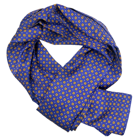 Esarfe Matase - Esarfa matase barbati ALBERTO bleumarin cu flori - Accesoriu elegant