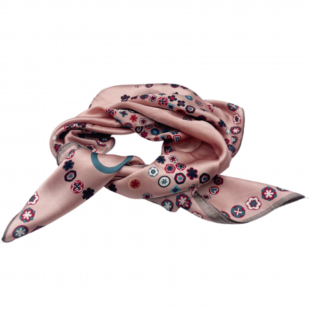 Esarfe Matase & Voal & Satin - Esarfa matase EUGENIE, Roz, 70x70cm