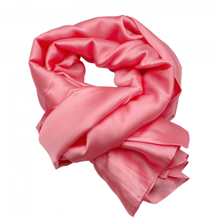 Esarfe Matase & Voal & Satin - Esarfa matase ANGELIQUE, Roz coral, 80x170cm