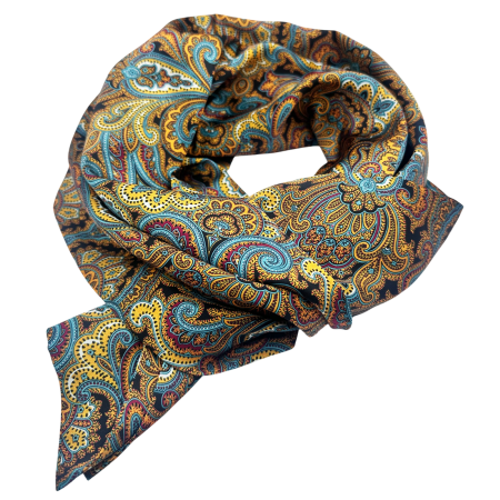 MODA & ACCESORII - Esarfa matase barbati DAVIDE eleganta model paisley bleu-ciel