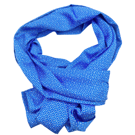 MODA & ACCESORII - Eșarfă mătase bărbați albastră – model geometric fin