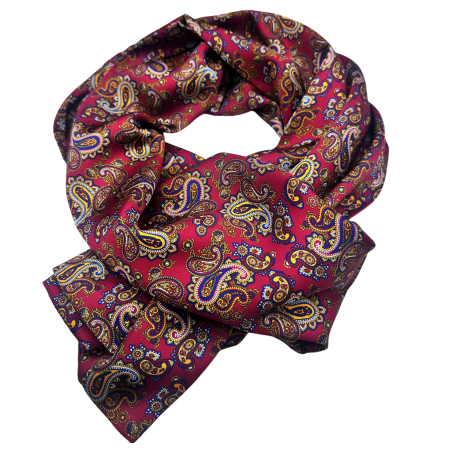 Esarfa barbati Premium din matase fina – design modern paisley rosu [2]