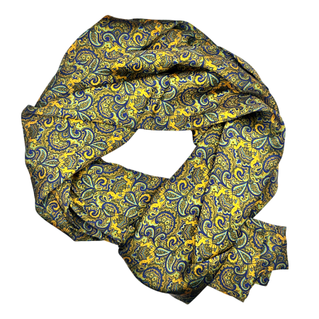 Esarfe Matase - Esarfa matase barbati LORENZO eleganta model paisley auriu