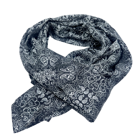 MODA & ACCESORII - Eșarfă din mătase pentru bărbați cu model paisley alb-negru