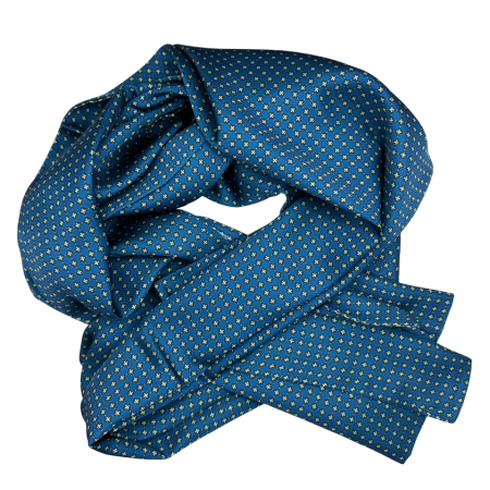 MODA & ACCESORII - Esarfa matase barbati TOMASSO cu model geometric - Albastru