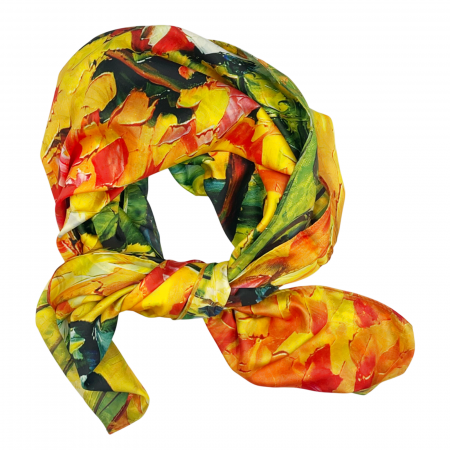Esarfe Matase & Voal & Satin - Esarfa matase CATERINA cu 2 fete, 70x70cm