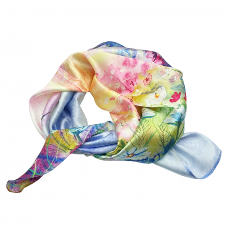 Esarfe Matase & Voal & Satin - Esarfa matase CAROLINA, Multicolor, 70x70cm