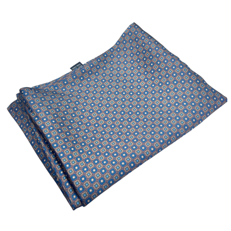 Esarfa matase barbati albastru bej – model geometric clasic [1]