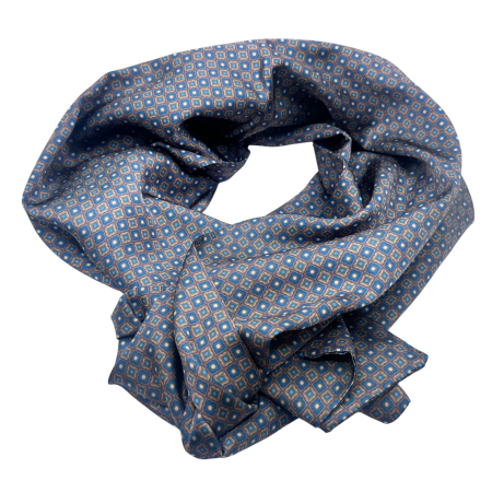 Esarfa matase barbati albastru gri – model geometric clasic [3]